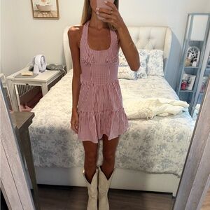 Women’s Red Stripe Halter Sundress